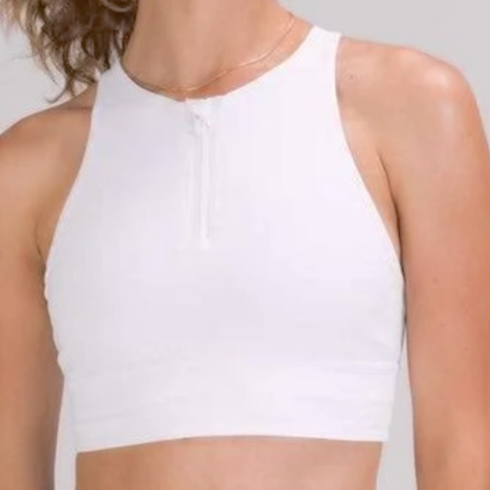 LULULEMON ENERGY HIGH-NECK LONG LINE BRA ZIP IN FRONT LIGHT PINK COLOR NWT